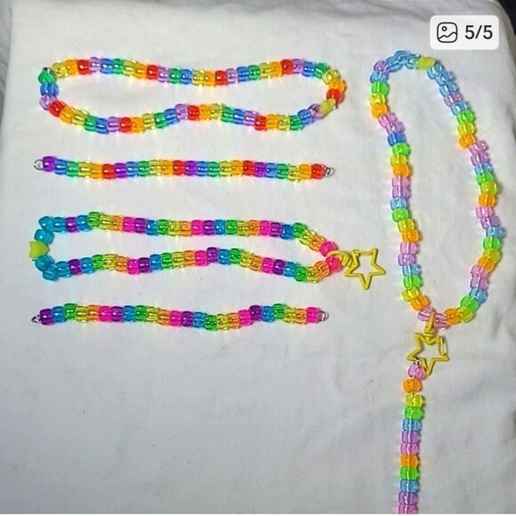 Jolly Rancher Kandi Kid Drop Necklace Binky Cord Binky Earring Rave Set - Picture 9 of 9